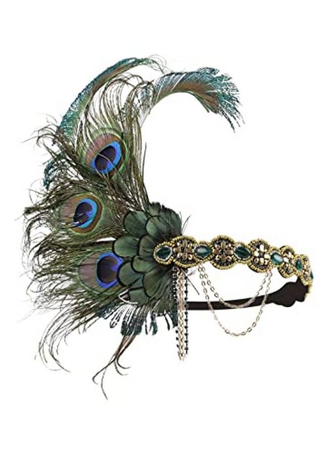 BABEYOND 1920S Flapper Headband Roaring 20S Great Headband (Peacock)  - Image 5