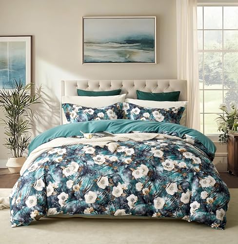 Cupocupa Duvet Cover King Size Set Boho Floral Pattern King Duvet Cover Set for King Size Bed Vintage Soft Bedding Leaf Print Duvet Cover with Pillowcases - Image 1