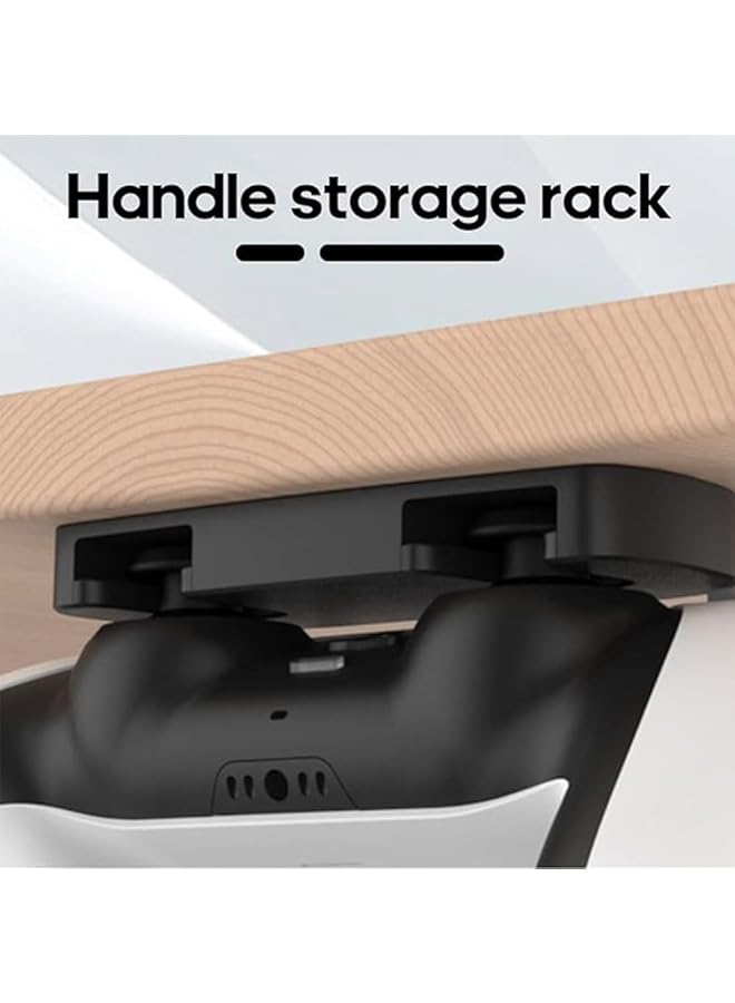 قطعتان من حامل ذراع التحكم تحت المكتب البديل متوافق مع بلاي ستيشن 4 ومتوافق مع بلاي ستيشن 5 ABS حامل طاولة أفقي أسود مع شريط لاصق - Image 4