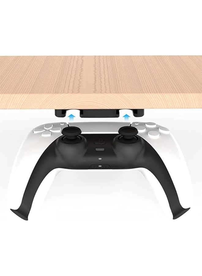 قطعتان من حامل ذراع التحكم تحت المكتب البديل متوافق مع بلاي ستيشن 4 ومتوافق مع بلاي ستيشن 5 ABS حامل طاولة أفقي أسود مع شريط لاصق - Image 5