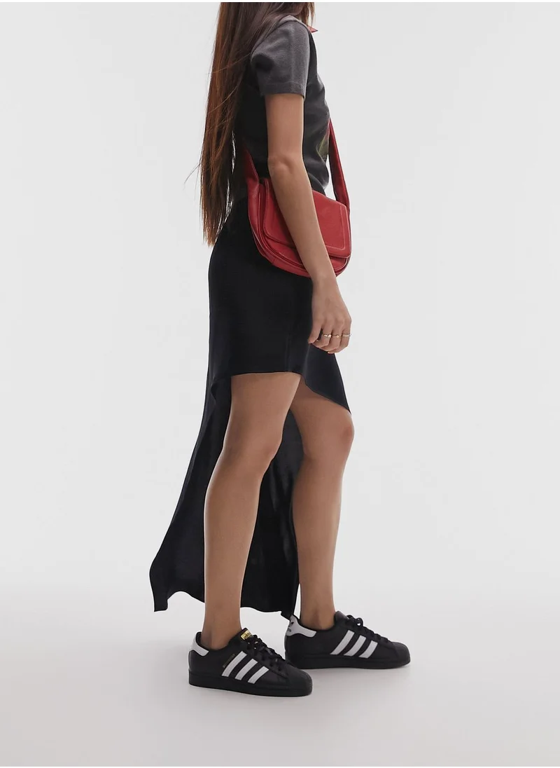 TOPSHOP High Waist Asymmetric Skirt