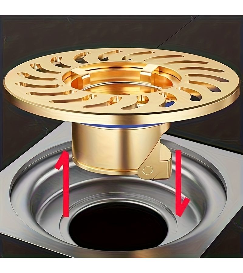 Yellow Stainless Steel Odor Proof Floor Drain Shower Drain Backflow Preventer Kitchen And Bathroom Core Filtering Sealing Device - Image 1