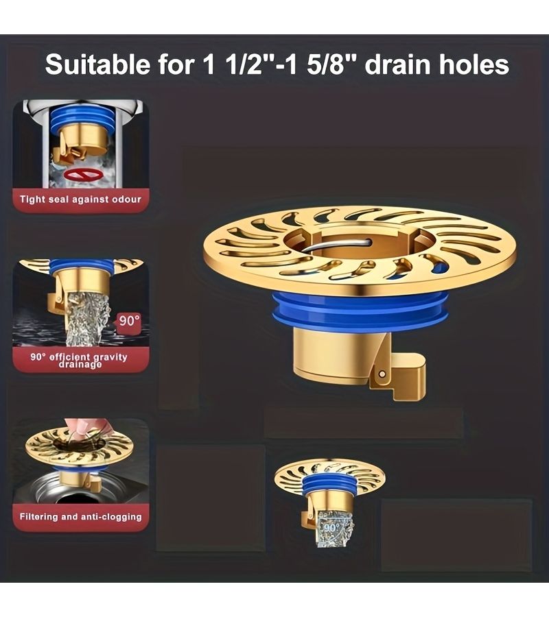 Yellow Stainless Steel Odor Proof Floor Drain Shower Drain Backflow Preventer Kitchen And Bathroom Core Filtering Sealing Device - Image 5