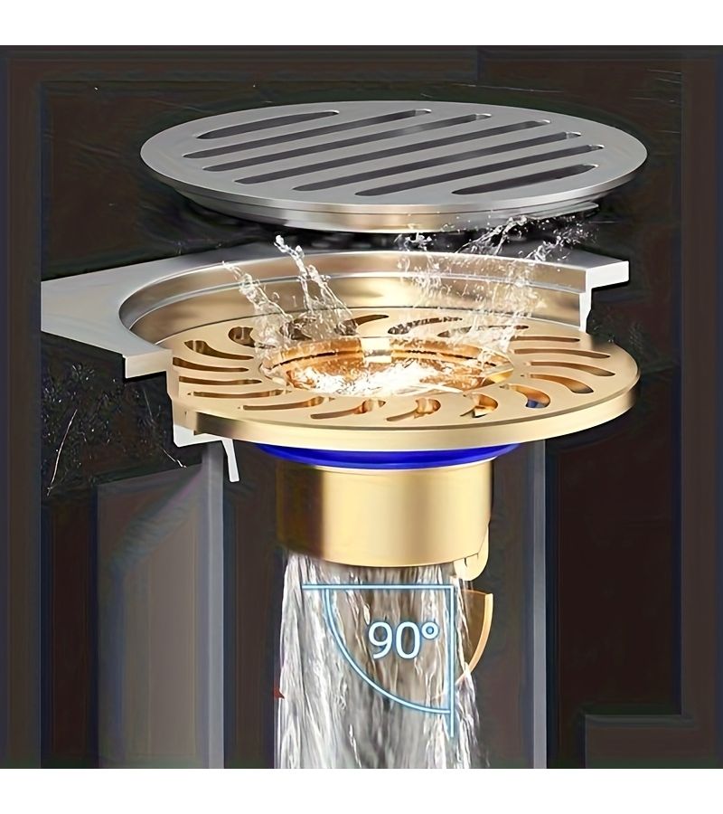 Yellow Stainless Steel Odor Proof Floor Drain Shower Drain Backflow Preventer Kitchen And Bathroom Core Filtering Sealing Device - Image 2