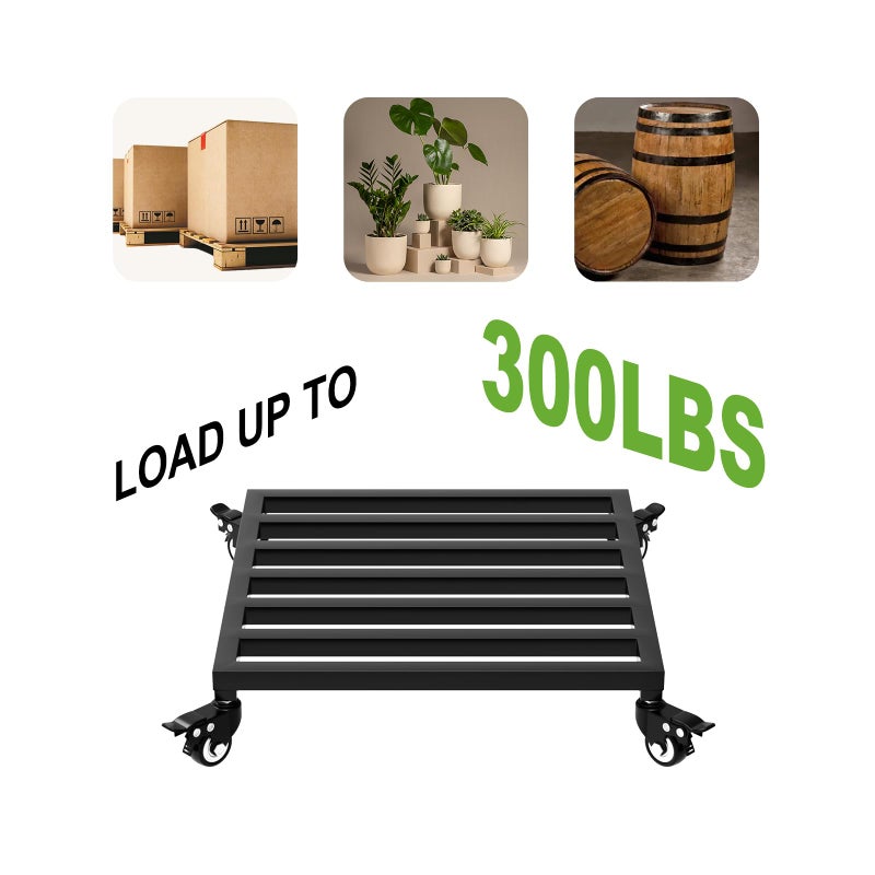 Zhongma 2 Pack 16" x16"x 3.5"H Plant Caddy with Wheels, Heavy Duty Construction, 300 Lbs Capacity, Load-Bearing Wheels with Brakes, No Installation Required - Image 5