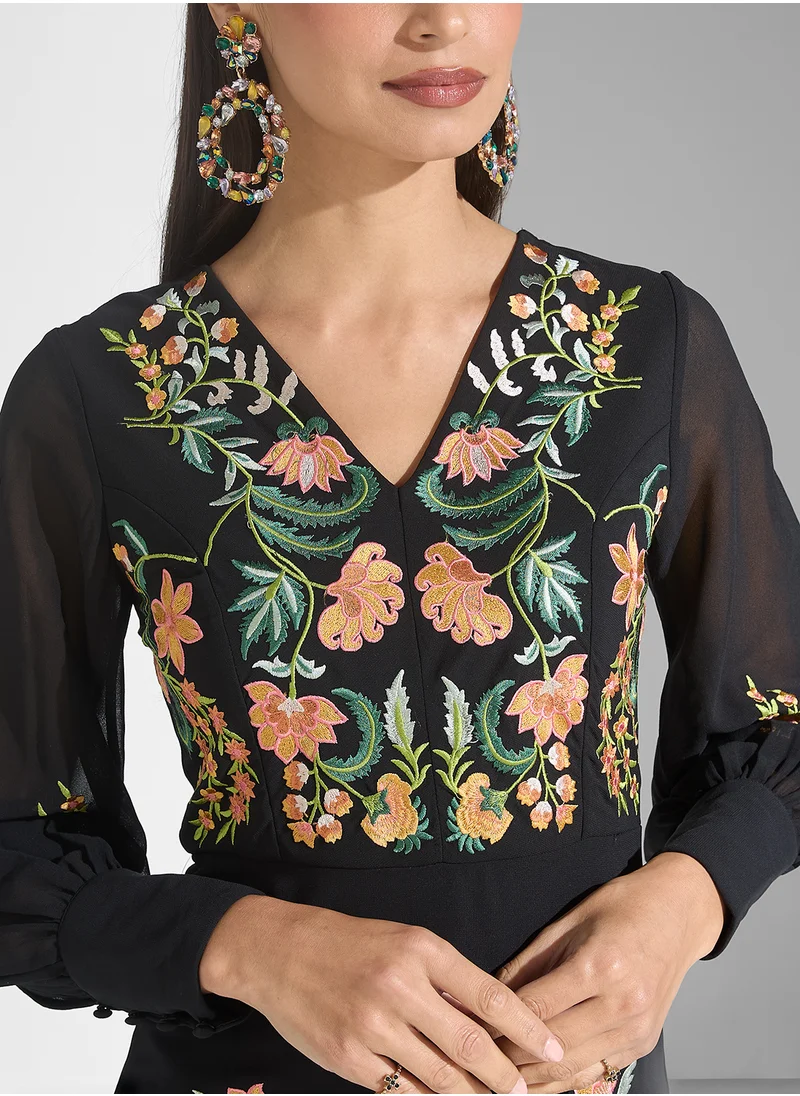 فروك اند فرل Embroidered Midi Dress