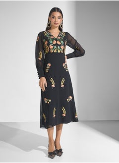 Frock and Frill Embroidered Midi Dress  - Image 1