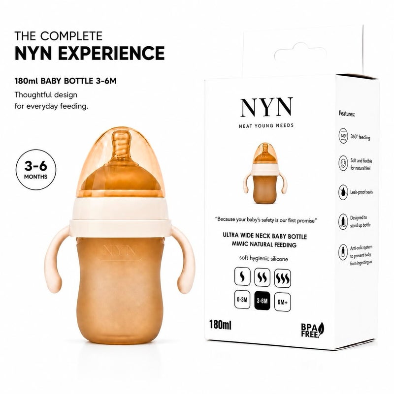 نت يونغ نيدس رضاعة أطفال سيليكون فاخرة من Neat Young Needs، سعة 180 مل، لعمر 3-6 أشهر - Image 1