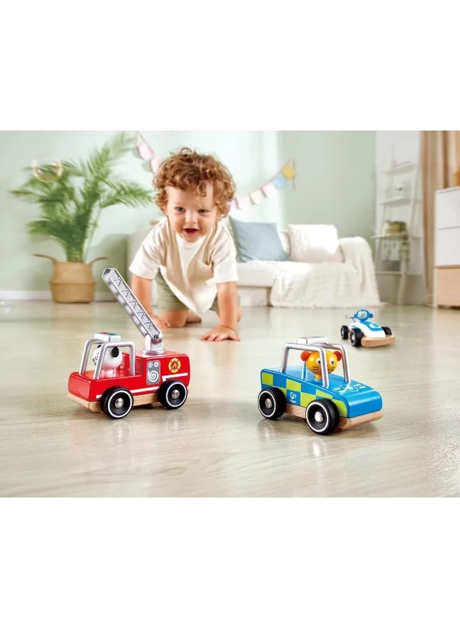 هيب Wild Riders Vehicle - Police Car | Wooden Push And Go Car | Articulated Features For Role-Play | Develops Fine Motor Skills | Safe And Durable Toy For Ages 18+ Months