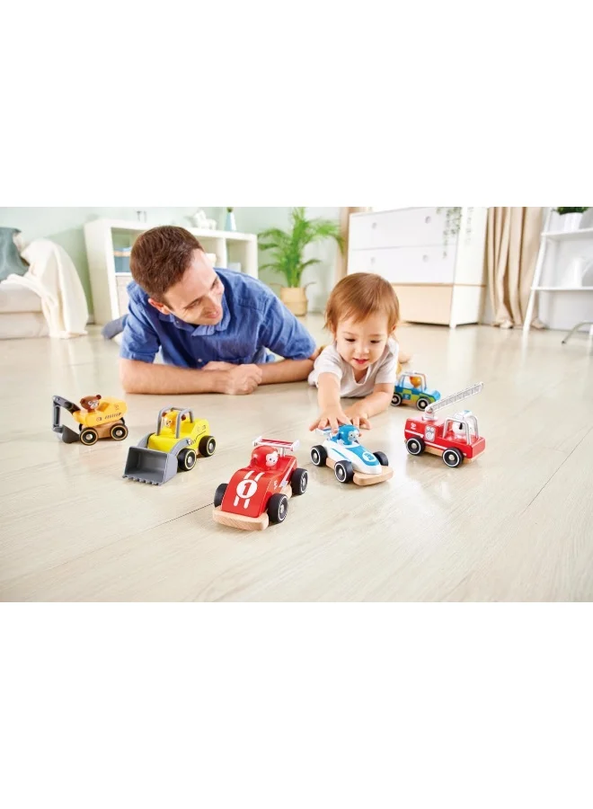 هيب Wild Riders Vehicle - Police Car | Wooden Push And Go Car | Articulated Features For Role-Play | Develops Fine Motor Skills | Safe And Durable Toy For Ages 18+ Months