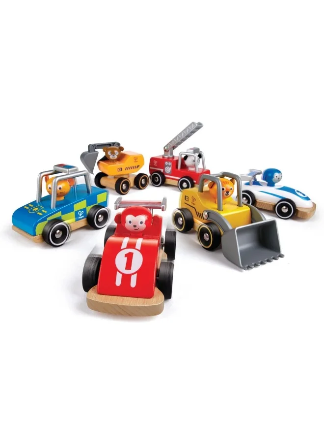 هيب Hape Wild Riders Vehicle - Police Car | Wooden Push and Go Car | Articulated Features for Role-Play | Develops Fine Motor Skills | Safe and Durable Toy for Ages 18+ Months