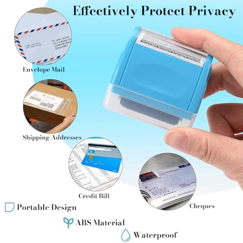 OFIFO® Confidential Roller Stamp, 35mm Wide Identity Theft Patterned Roller Stamp, Cover Up Confidential Print, Protect Your Personal Info Privacy, with 3 Bottle of Stamp Ink - Image 3