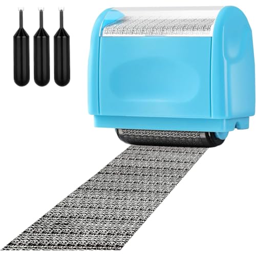 OFIFO® Confidential Roller Stamp, 35mm Wide Identity Theft Patterned Roller Stamp, Cover Up Confidential Print, Protect Your Personal Info Privacy, with 3 Bottle of Stamp Ink - Image 1