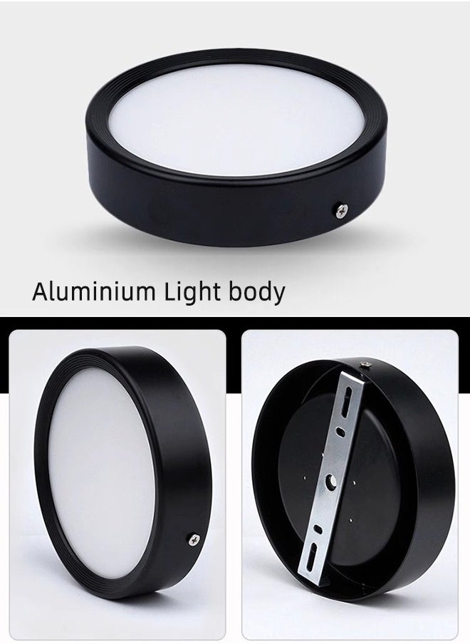 Generic 2 Pack Round LED Surface Ceiling Light 100mm 9W,Cool White Colour (6000 K),Indoor Black Surface Mounted Down lamp For Hallway Patio Living Room Corridor Restaurant Office,Aluminum,Driver Included  - Image 2