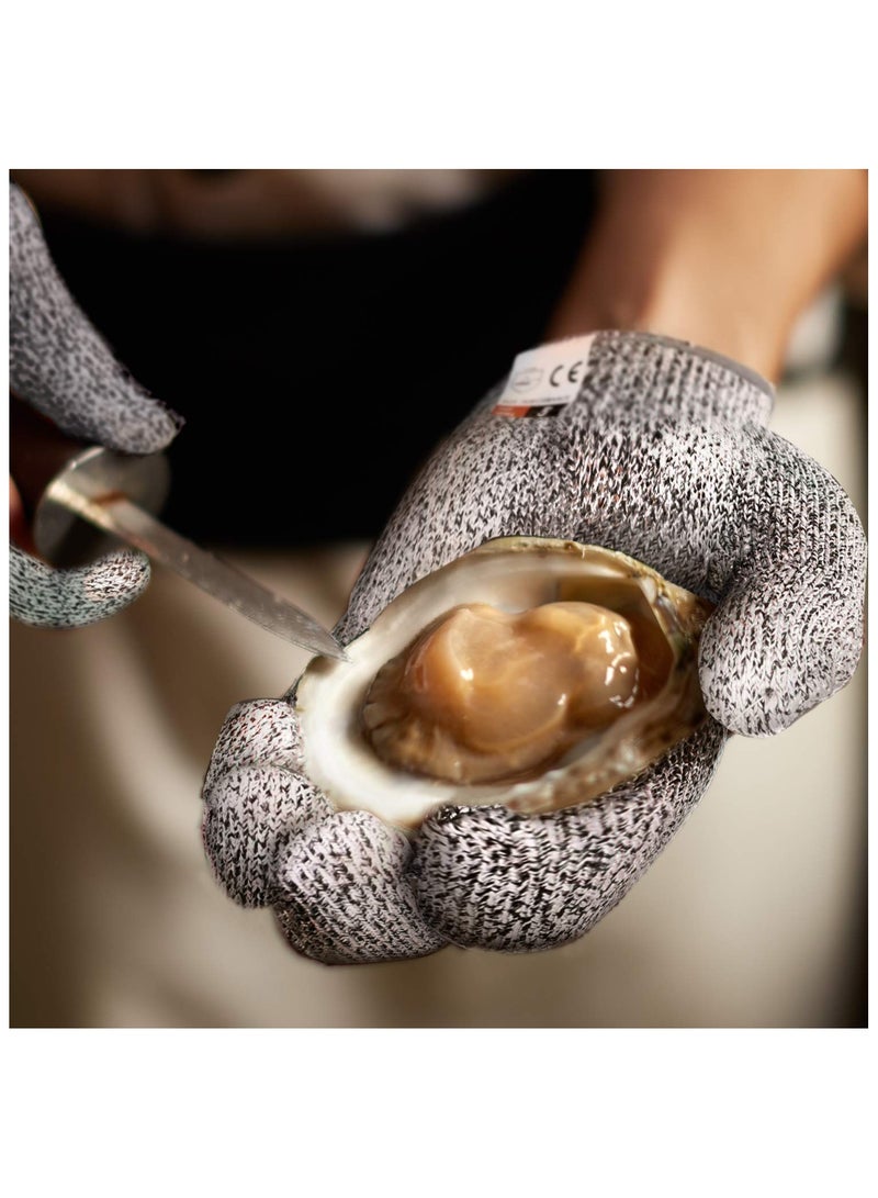 سوكاني 4 قطع (M+L) قفازات مقاومة للقطع المستوى 5 حماية للمطبخ، ترقية قفازات السلامة المضادة للقطع لقطع اللحوم، نحت الخشب، تقطيع الماندولين والمزيد (رماديرمادي) - Image 4