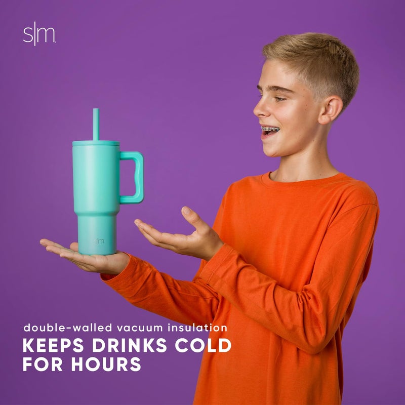 Simple Modern Kids 24 oz Tumbler with Handle and Silicone Straw Lid | Spill Proof and Leak Resistant | Reusable Stainless Steel Bottle | Gift for Kids Boys Girls | Trek Collection | Asteroid - Image 5