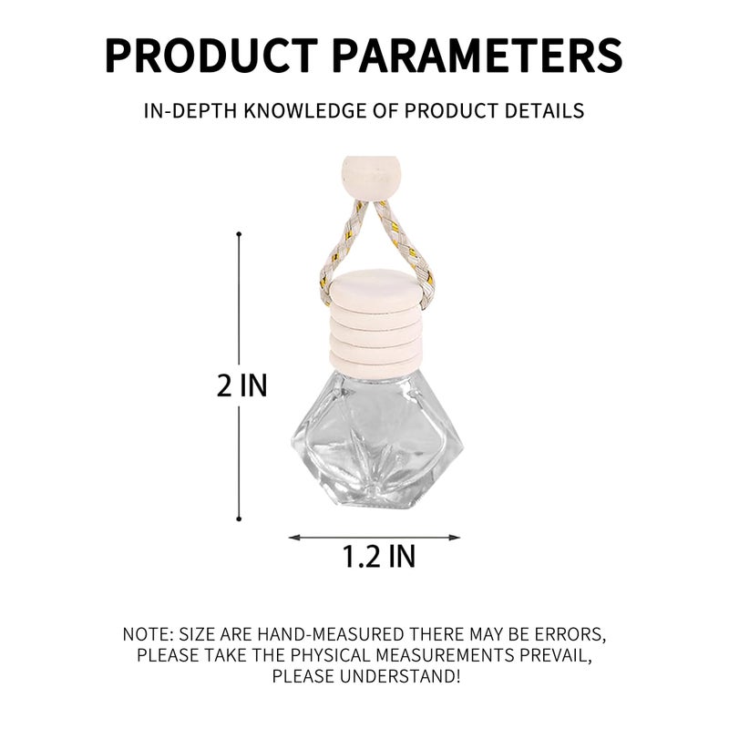 Couslcd 5PCS Hanging Car Air Freshener, Auto Interior Decoration 8 ml Oil Diffuser Perfume Aromatherapy Pendant Empty Glass Bottle, Fragrance Ornament with Vent Clip Wooden Cap and Rope (5, Rhombic) - Image 4