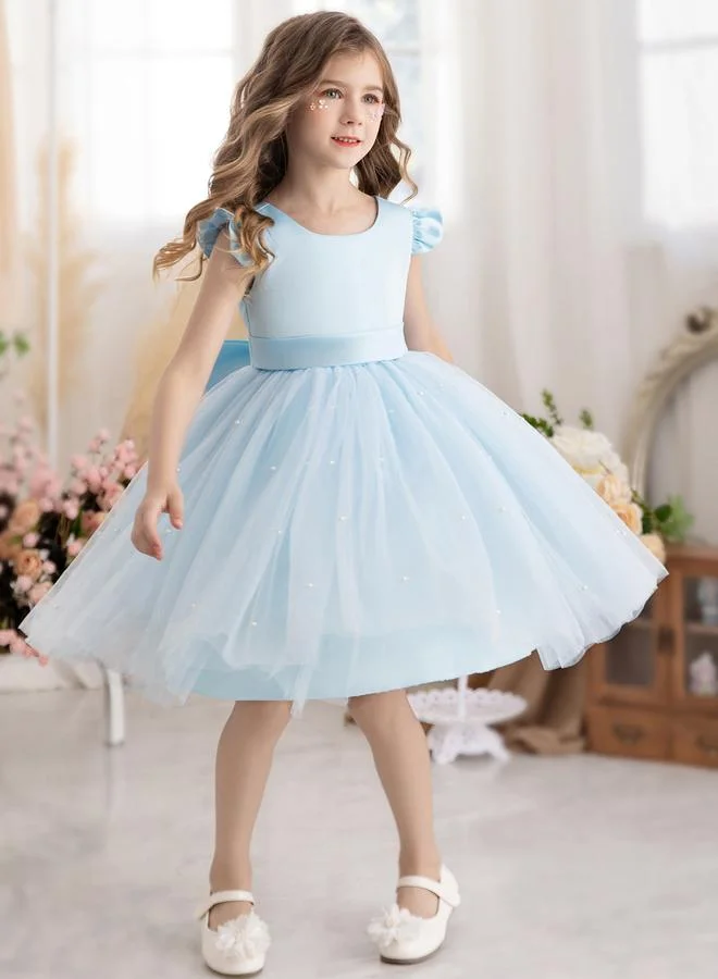 تايك تو فستان بناتي بتفاصيل لؤلؤ صناعي وفيونكة