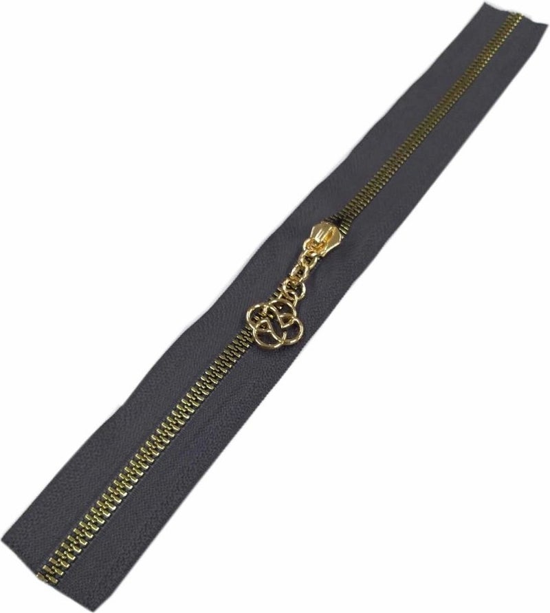 Angel Çanta Aksesuar Angel Bag Accessory Headed Zipper 30 cm Light Gold Metal Dark Grey 