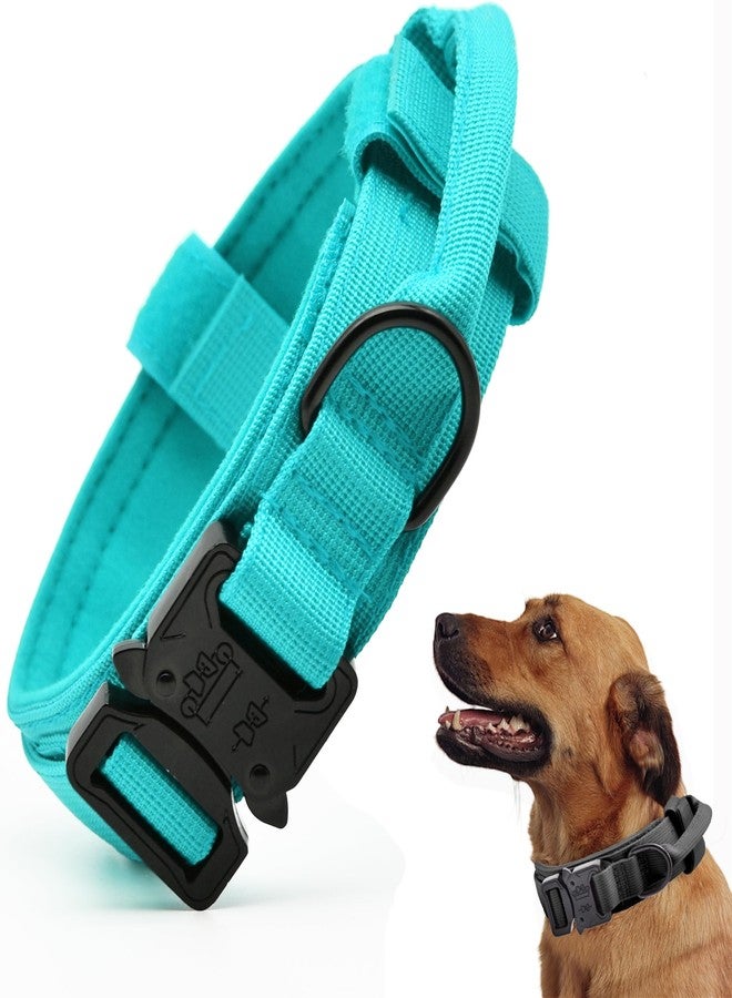 CADONO Tactical Dog Collar, Adjustable Military Training Nylon Dog Collar with Control Handle and Heavy Quick-Release Metal Buckle for Small Medium Large Dogs, Blue M - Image 1