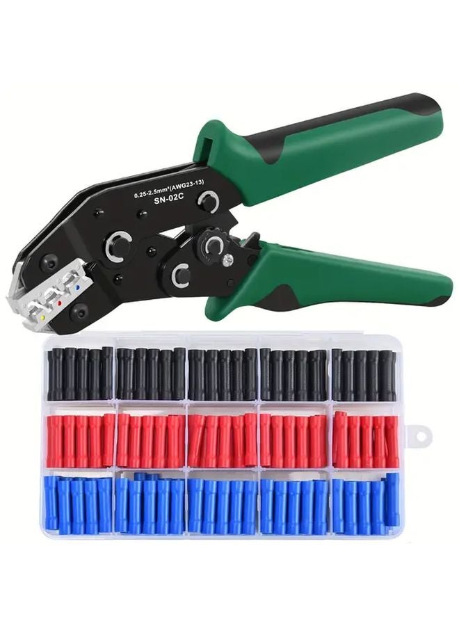 SN 02C 225PCS Crimping Tool Kit With Ratcheting Crimper And Insulated Connectors - Image 2