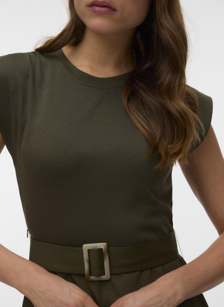 VERO MODA Brenda Sleeveless Crew Neck 7/8 Midi Dress - Image 3