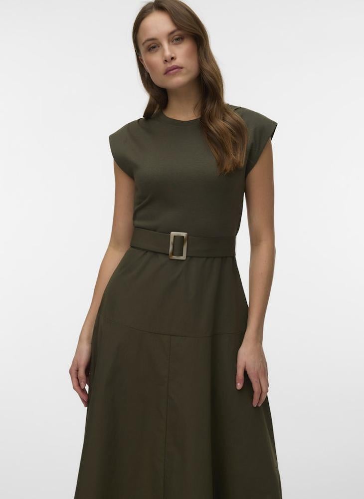 VERO MODA Brenda Sleeveless Crew Neck 7/8 Midi Dress - Image 4