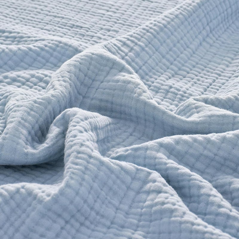 PHF 100% Cotton Muslin Blanket Queen Size 90"x90", 4-Layer Lightweight Gauze Throw, Breathable Cloud-Soft Minimalist Blanket for Bed, Couch, Camping & Baby, Ancient Water, Ideal Gift - Image 1