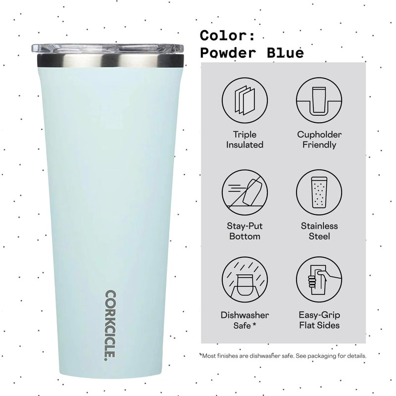 Corkcicle Classic Triple Insulated Coffee Mug with Lid, Gloss Powder Blue, 24 oz – Stainless Steel Travel Tumbler Keeps Beverages Cold 9+hrs, Hot 3hrs – Cupholder Friendly Travel Coffee Tumbler - Image 4
