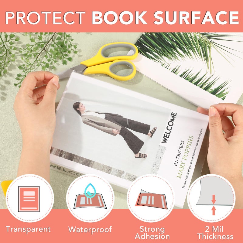 ZENOWICK 4 Rolls Clear Contact Paper, Plastic Book Covers 18 in x 4.5 ft, Contact Paper Peel and Stick, Clear Self Adhesive Protective Liner Papers Protector for Crafts Paperback Textbook Hard Covers Documents - Image 4
