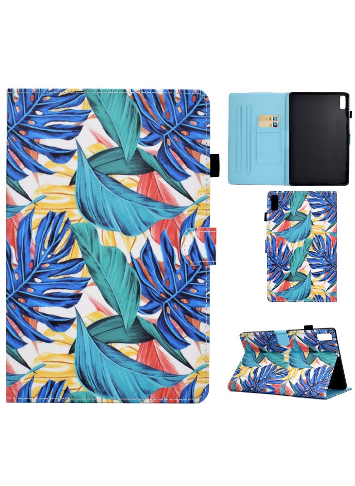For Lenovo Tab M9 TB-310FU PU Leather Tablet Case A2 Pattern Printing Stand Card Slot Cover - Leaves - Image 1