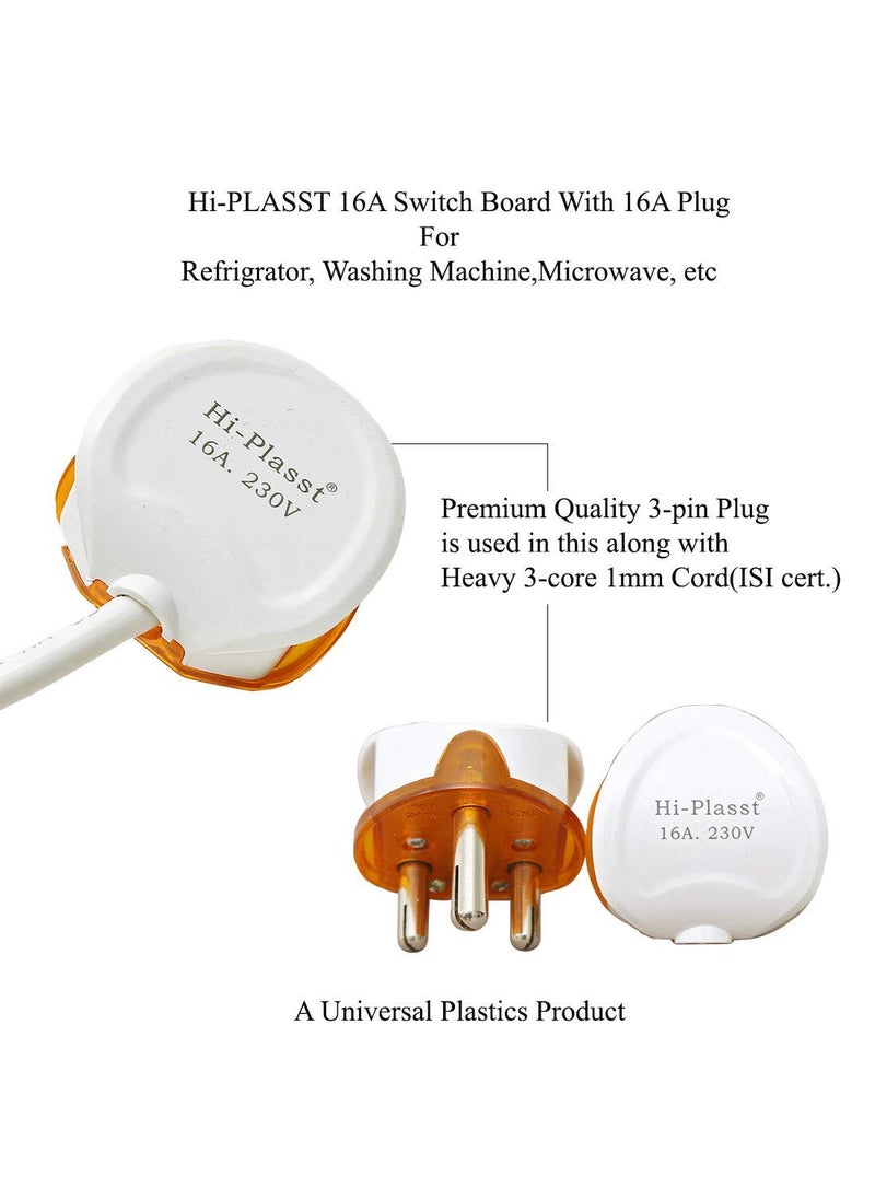 HI PLASST PINS N PLUGS HiPLASST 226A 16A Modular Board Extension Strip Multi Outlet Electrical Switch Board for Heavy Appliances 2 Yard  - Image 4