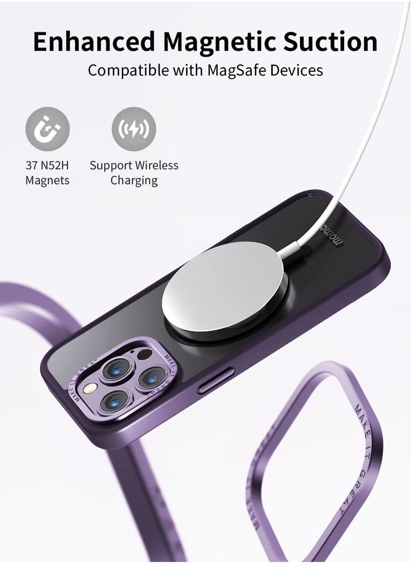 Color Fans - CP Magnetic Phone Case for iPhone 14 Pro PC + TPU Matte Anti-drop Cover Compatible with Magsafe - Purple - Image 1