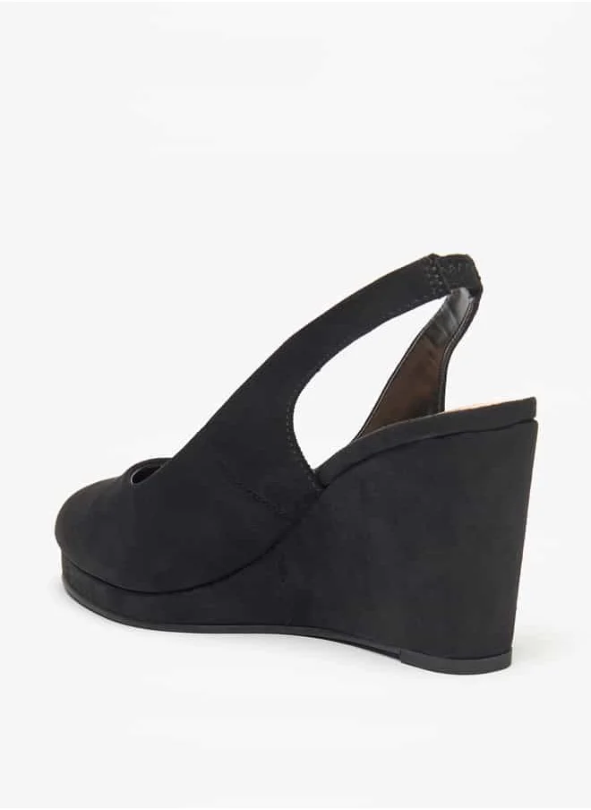 Celeste Women's Solid Slip-On Pump Shoes with Wedge Heels