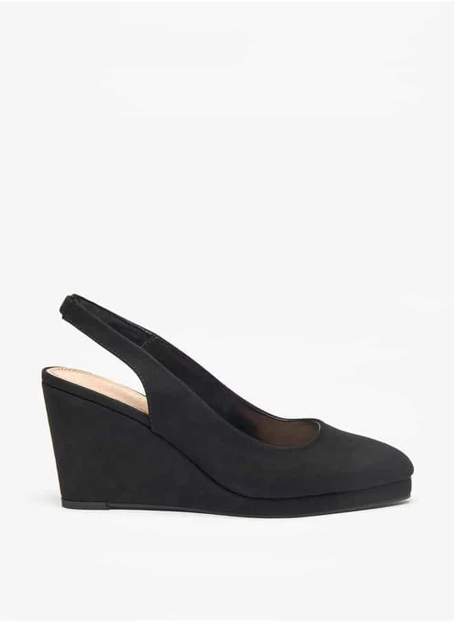 Celeste Women's Solid Slip-On Pump Shoes with Wedge Heels