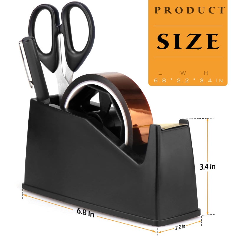 AWEI AZHI Heat Tape Dispenser, Masking Tape Dispenser, Holder Fits 1" and 3" Core, 6.8 x 2.2 x 3.4 Inch, Desktop Tape Dispenser, Heat Tape for Sublimation(Black) - Image 2