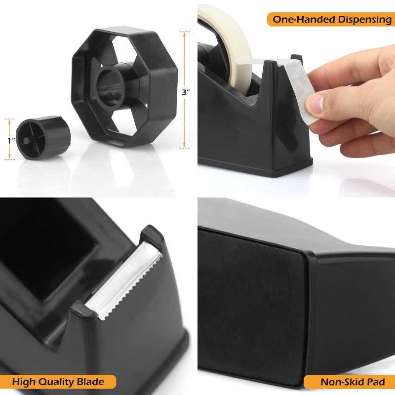 AWEI AZHI Heat Tape Dispenser, Masking Tape Dispenser, Holder Fits 1" and 3" Core, 6.8 x 2.2 x 3.4 Inch, Desktop Tape Dispenser, Heat Tape for Sublimation(Black) - Image 3