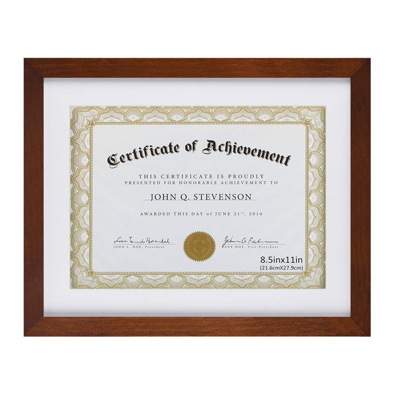 RPJC RPJC Document Frame Certificate Frames Made of Solid Wood High Definition Glass and Display Diplomas 85x11 with Mat or 11x14 Inch Without Mat Picture Frame Brown