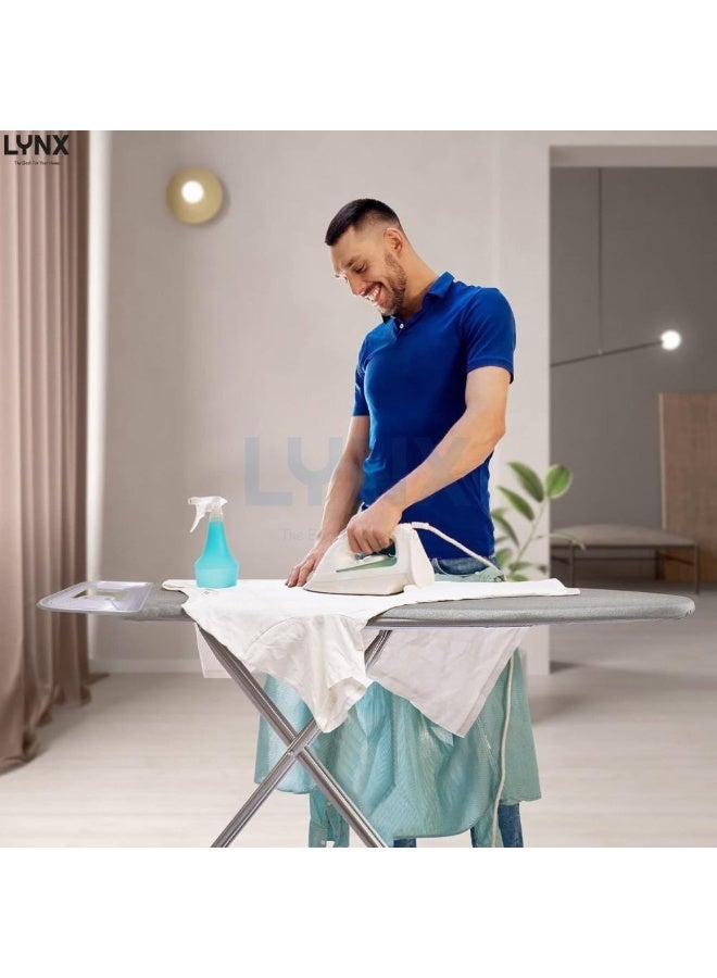 Lynx Turkish Stainless Steel Ironing Board 118x41cm | Anti-Slip Feet, Height Adjustable, Steam-Through Surface, Removable Washable Cover & Foldable Design | LY245 - Image 5