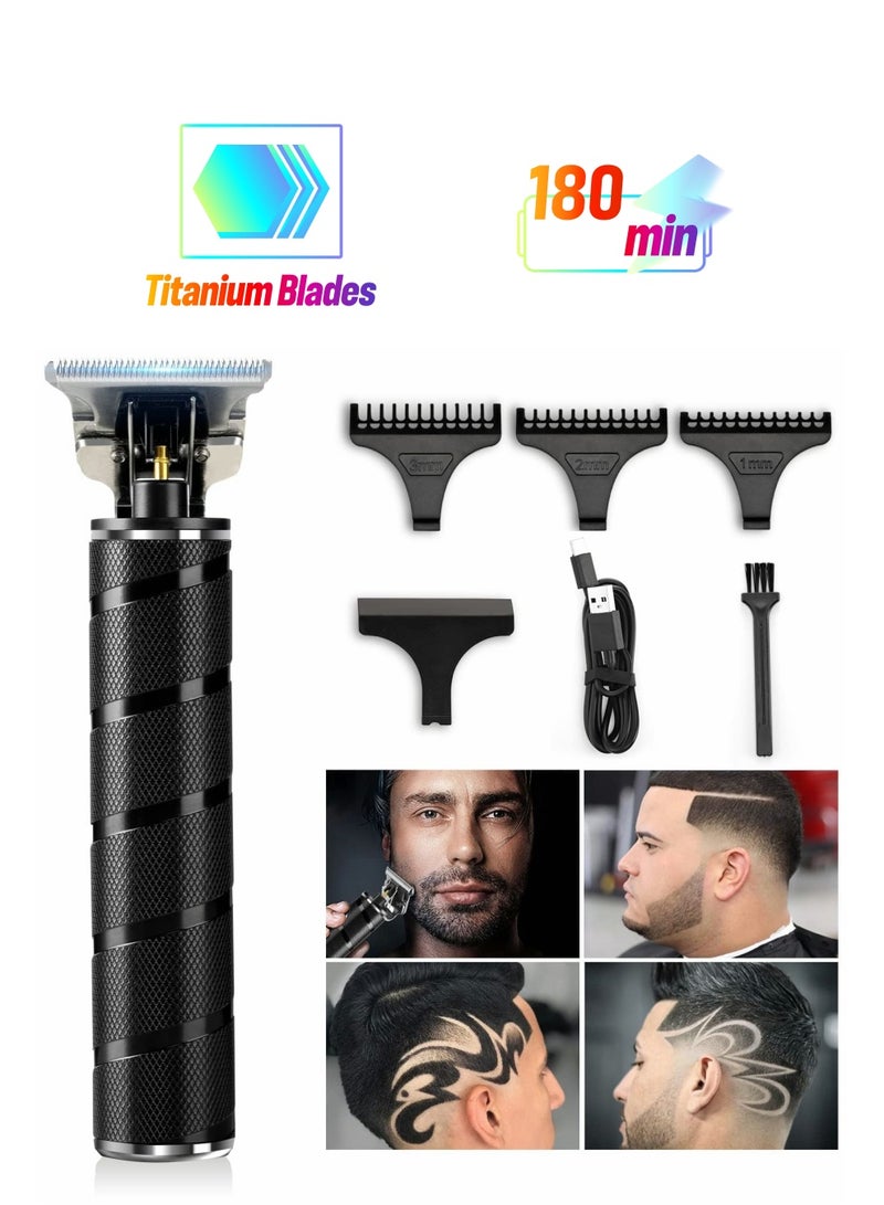 SYOSI Beard Trimmer for Men, Trimmer for Men Professional Zero Gapped Trimmer Cordless Edgers Clippers Grooming Kit with Guide Combs Gifts for Men (Black) - Image 1