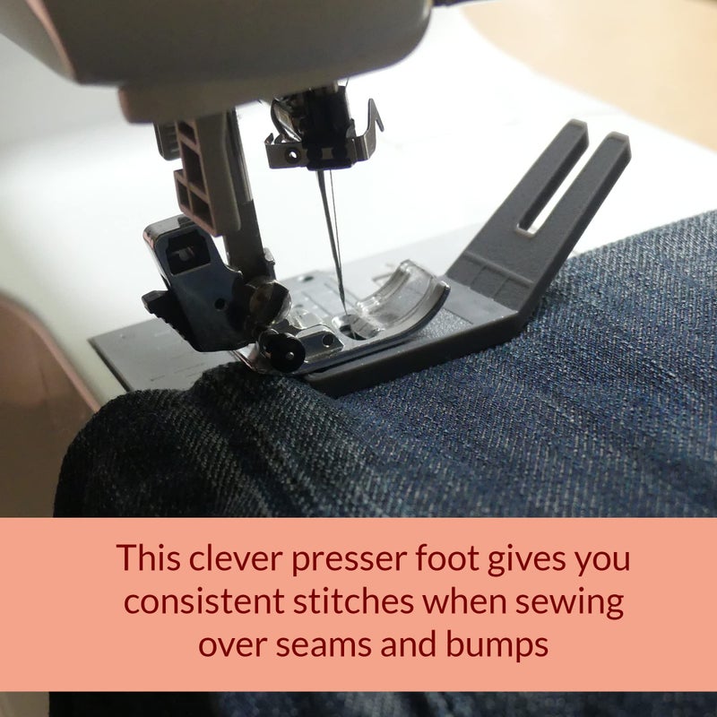 Madam Sew Bulky Seam Jumper – Hump Jumping Button Sewing Tool and Flush Plate Presser Foot for Chunky Denim and Hemlines – Compatible with Husqvarna Viking, Brother, Singer, Janome and Pfaff - Image 2
