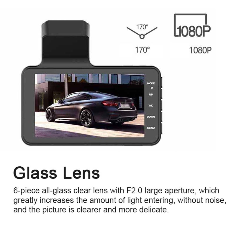 1080P DVR Dash Camera 4 Inch Car Dashcam Driving Recorder 170° Wide Angle with Touchscreen Support Night-Vision Loop Recording Motion Detection Reversing Picture - Image 5