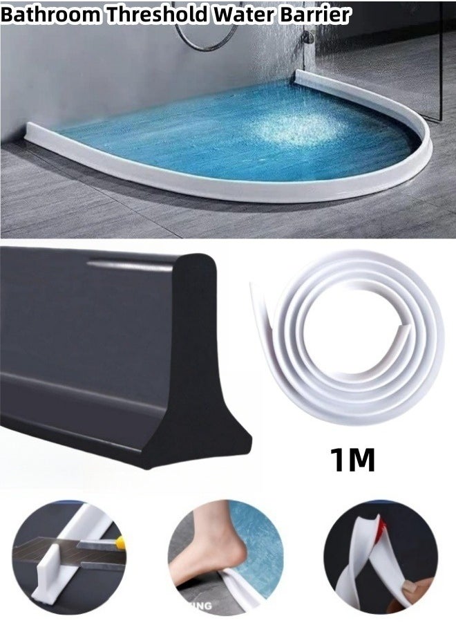Generic 39in Collapsible Threshold Water Dam Barrier for Bathroom, Silicone Self-Adhesive Shower Edge Water Barrier Stopper Water Retaining Strip,Shower Water Blocker Retention System,Dry and Wet Separation for Bathroom and Countertop Sink,Water Flow Block Seal Strip  - Image 1