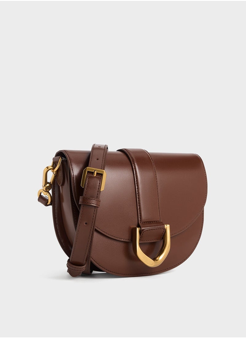 Charles & Keith CHARLES & KEITH Shoulder Bag & Crossbody Bag Gabine Saddle Bag - Brown  - Image 3