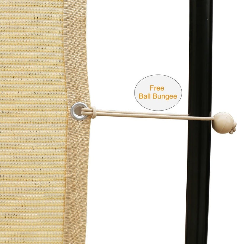 Shatex 90% Shade Fabric 10x 16ft Sun Shade Cloth with Grommets for Pergola Cover Canopy Wheat, 12 Bungee Balls - Image 5