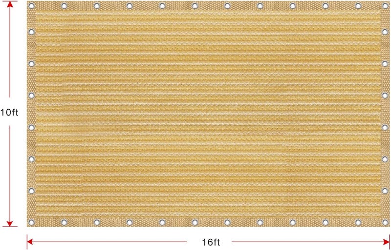 Shatex 90% Shade Fabric 10x 16ft Sun Shade Cloth with Grommets for Pergola Cover Canopy Wheat, 12 Bungee Balls - Image 3
