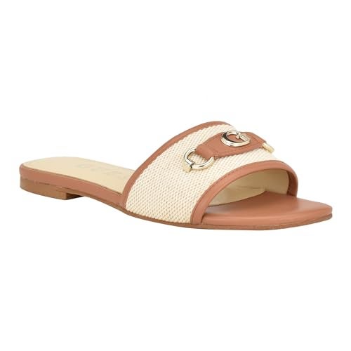 Guess Women's HAMMI Flat Sandal, Medium Natural 102, 6.5 - Image 1