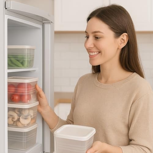 SPECIFY 6 Fridge Multipurpose Containers for Space-Saving Refrigerator Side Door Organizer - Kitchen Fruits, Vegetables Organizer - Transparent - Image 3