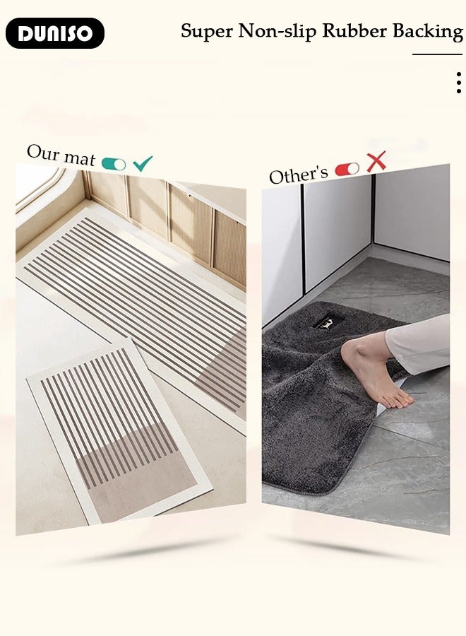 DUNISO 2 PCS  Kitchen Mats and Rugs Set , Non Slip Heavy Duty Standing Mat, Quick Dry Diatom Mud Floor Mat,  Extra Soft and Absorbent Floor Mats for  Kitchen, Bath, Office, Laundry(40*60cm+40*120cm) - Image 3