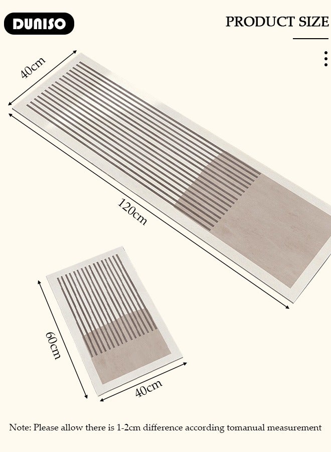DUNISO 2 PCS  Kitchen Mats and Rugs Set , Non Slip Heavy Duty Standing Mat, Quick Dry Diatom Mud Floor Mat,  Extra Soft and Absorbent Floor Mats for  Kitchen, Bath, Office, Laundry(40*60cm+40*120cm) - Image 4